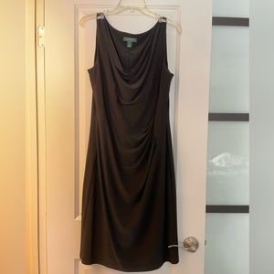 Ralph Lauren Black Cocktail Dress, Cowl Neck,Rhinestone
